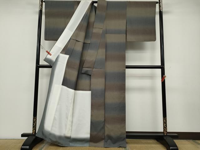 平和屋着物●上質な紬 紬縮緬 横段霞文 証紙付き 正絹 逸品 CABC2094ut