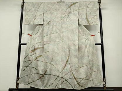平和屋着物●訪問着 絞り 芝草花文 金彩 正絹 逸品 CABC2095ut