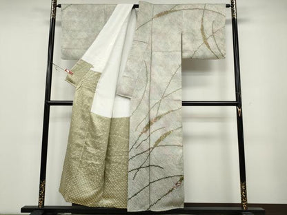 平和屋着物●訪問着 絞り 芝草花文 金彩 正絹 逸品 CABC2095ut