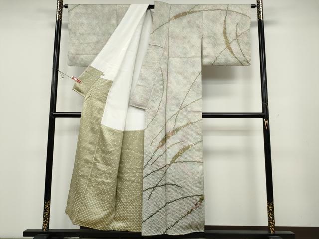 平和屋着物●訪問着 絞り 芝草花文 金彩 正絹 逸品 CABC2095ut