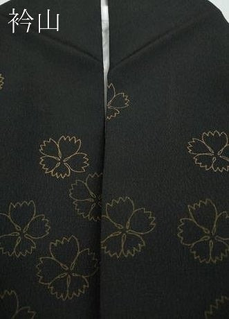 平和屋着物●訪問着 草花文 黒地 洗える着物 CABC2096ut