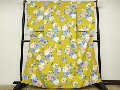 平和屋着物●小紋 菊 洗える着物 CABC2100ut
