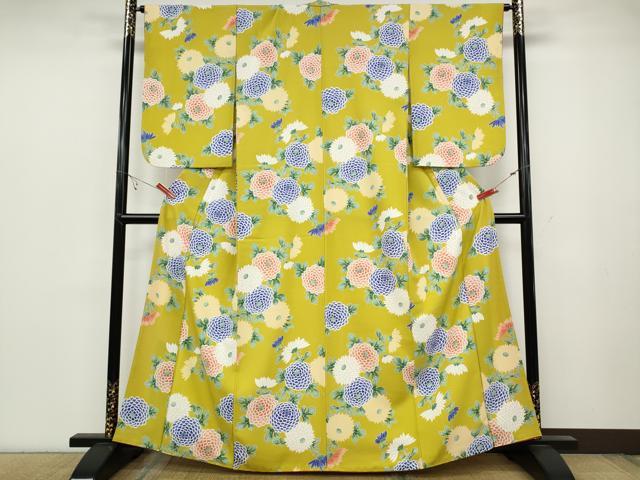 平和屋着物●小紋 菊 洗える着物 CABC2100ut