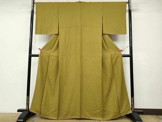 平和屋着物●上質な色無地 舞花地紋 梅幸茶色 正絹 逸品 未使用 CABC2102ut