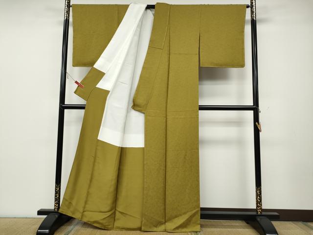 平和屋着物●上質な色無地 舞花地紋 梅幸茶色 正絹 逸品 未使用 CABC2102ut