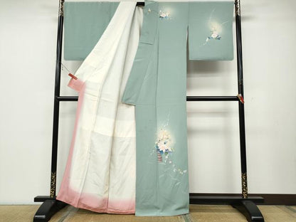 平和屋着物●訪問着 友禅 草花文 蛍暈し 正絹 逸品 CABC2106ut