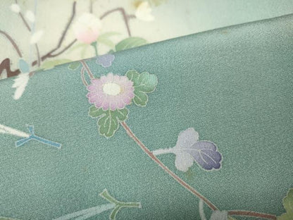 平和屋着物●訪問着 友禅 草花文 蛍暈し 正絹 逸品 CABC2106ut