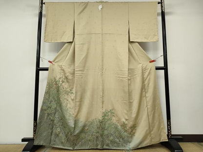 平和屋着物●訪問着 刺繍 休み鳥笹文 暈し染め 金彩 正絹 逸品 未使用 CABC2109ut