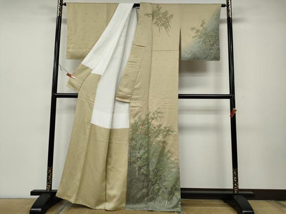 平和屋着物●訪問着 刺繍 休み鳥笹文 暈し染め 金彩 正絹 逸品 未使用 CABC2109ut