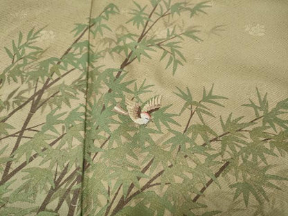 平和屋着物●訪問着 刺繍 休み鳥笹文 暈し染め 金彩 正絹 逸品 未使用 CABC2109ut