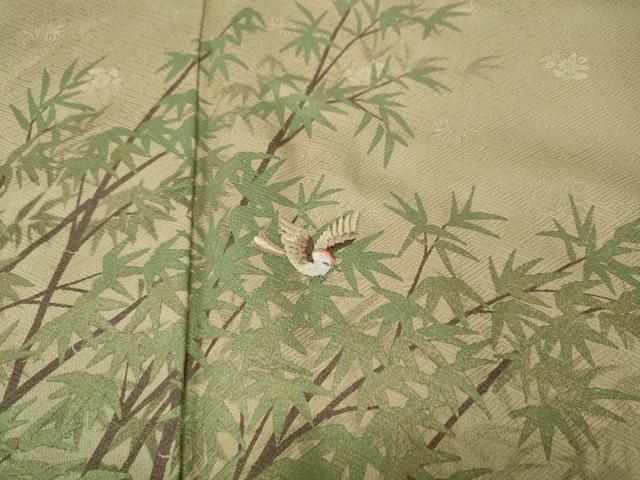平和屋着物●訪問着 刺繍 休み鳥笹文 暈し染め 金彩 正絹 逸品 未使用 CABC2109ut