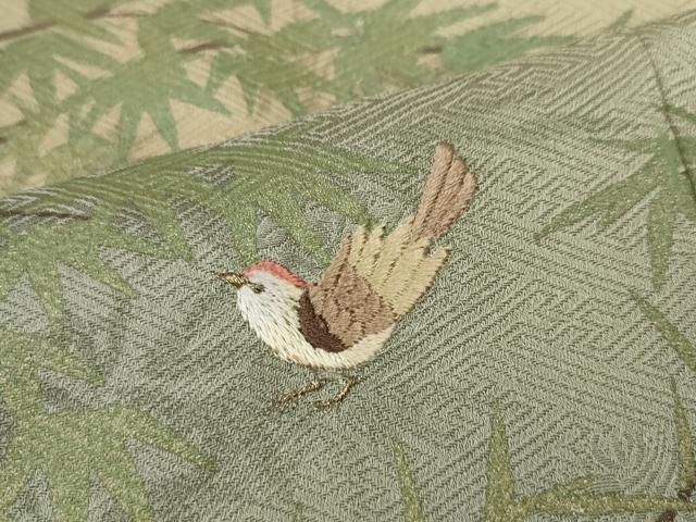 平和屋着物●訪問着 刺繍 休み鳥笹文 暈し染め 金彩 正絹 逸品 未使用 CABC2109ut