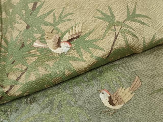 平和屋着物●訪問着 刺繍 休み鳥笹文 暈し染め 金彩 正絹 逸品 未使用 CABC2109ut