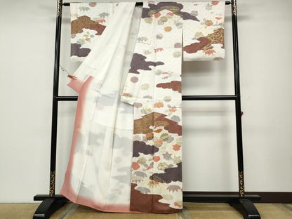 平和屋着物●創業460年・千總 訪問着 絞り 刺繍 雲重ね舞花文 金彩 高島屋扱い 正絹 逸品 CABC2110ut