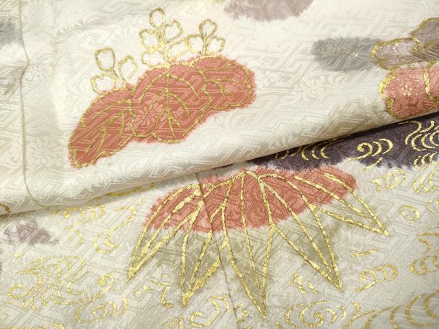 平和屋着物●創業460年・千總 訪問着 絞り 刺繍 雲重ね舞花文 金彩 高島屋扱い 正絹 逸品 CABC2110ut