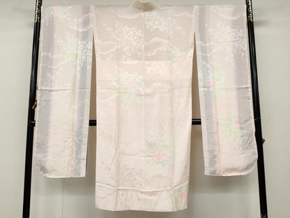 平和屋着物●振袖用長襦袢 無双仕立て 孔雀花地紋 暈し染め 正絹 逸品 CABC2111ut