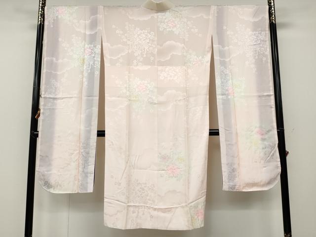 平和屋着物●振袖用長襦袢 無双仕立て 孔雀花地紋 暈し染め 正絹 逸品 CABC2111ut