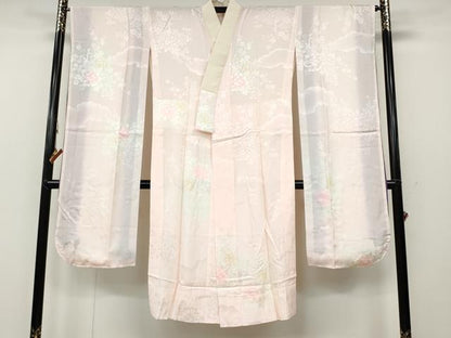 平和屋着物●振袖用長襦袢 無双仕立て 孔雀花地紋 暈し染め 正絹 逸品 CABC2111ut