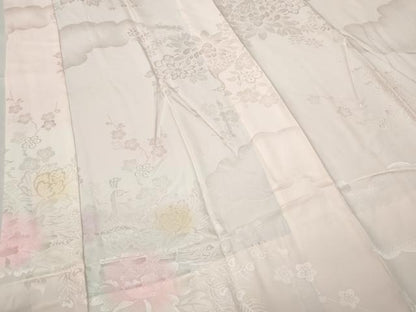 平和屋着物●振袖用長襦袢 無双仕立て 孔雀花地紋 暈し染め 正絹 逸品 CABC2111ut