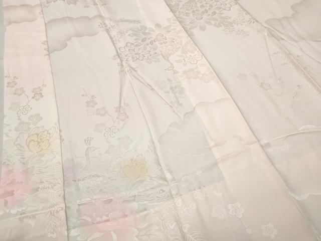 平和屋着物●振袖用長襦袢 無双仕立て 孔雀花地紋 暈し染め 正絹 逸品 CABC2111ut