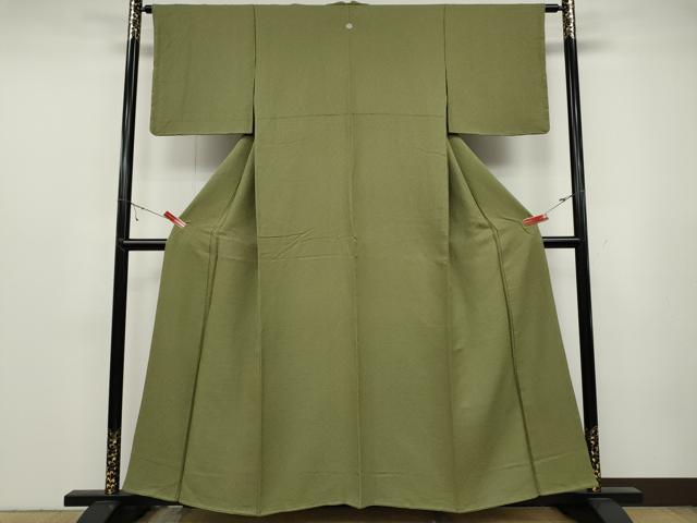 平和屋着物●上質な色無地 霞地紋 柳茶色 正絹 逸品 CABC2116ut