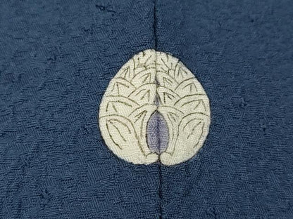 平和屋着物●上質な色無地 作家物 草木染 霞地紋 青藍色 正絹 逸品 CABC2117ut