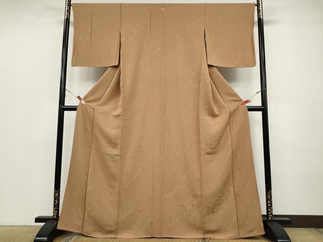 平和屋着物●上質な色無地 草花地紋 江戸茶色 正絹 逸品 CABC2118ut