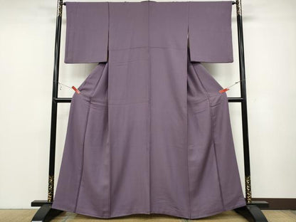 平和屋着物●上質な色無地 舞花地紋 古代紫色 正絹 逸品 CABC2120ut