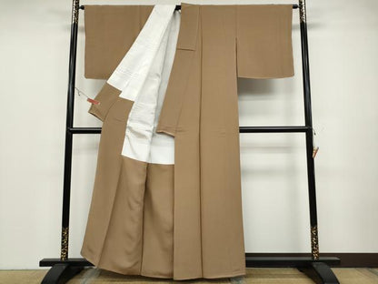 平和屋着物●上質な色無地 柴染色 正絹 逸品 CABC2121ut