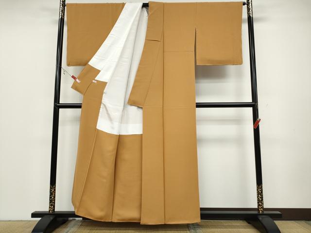 平和屋着物●上質な色無地 狐色 正絹 逸品 未使用 CABC2122ut
