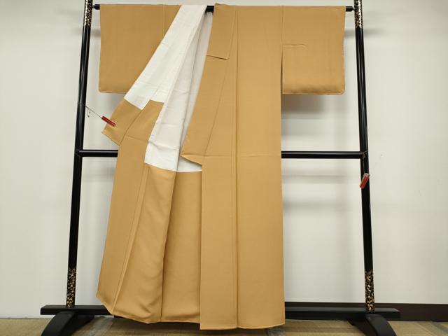 平和屋着物●上質な色無地 萱草色 正絹 逸品 CABC2125ut