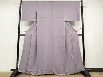 平和屋着物●上質な色無地 作家物 霞地紋 紅藤色 正絹 逸品 CABC2126ut