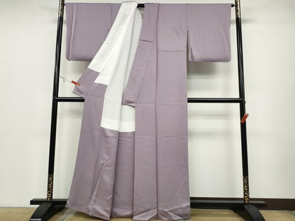 平和屋着物●上質な色無地 作家物 霞地紋 紅藤色 正絹 逸品 CABC2126ut