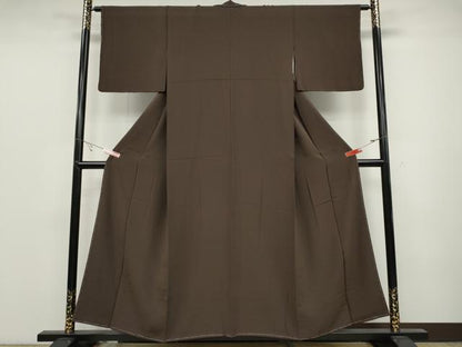 平和屋着物●上質な色無地 赤墨色 正絹 逸品 未使用 CABC2127ut