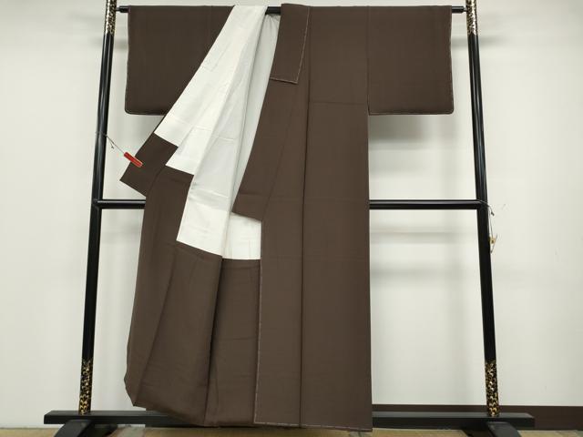 平和屋着物●上質な色無地 赤墨色 正絹 逸品 未使用 CABC2127ut