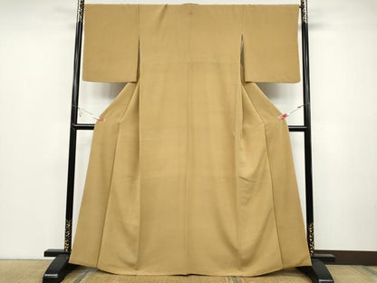 平和屋着物●上質な色無地 飴色 正絹 逸品 CABC2130ut