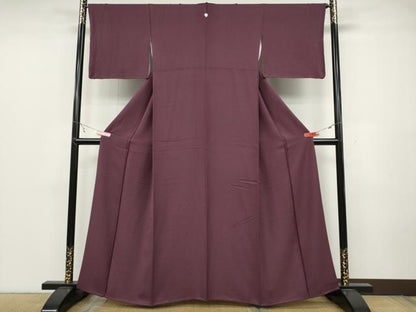 平和屋着物●上質な色無地 霞地紋 紫鳶色 正絹 逸品 CABC2134ut