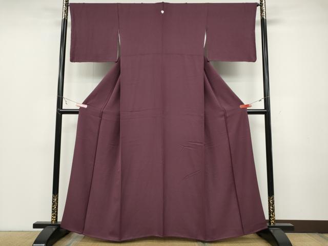 平和屋着物●上質な色無地 霞地紋 紫鳶色 正絹 逸品 CABC2134ut