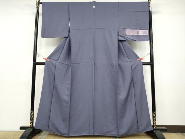 平和屋着物●上質な色無地 作家物 草木染 万雄彩 霞地紋 紫苑色 証紙付き 正絹 逸品 CABC2135ut