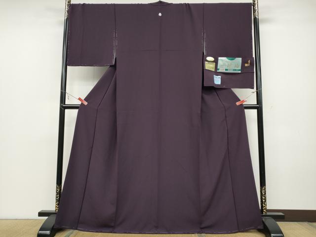 平和屋着物●上質な色無地 金泥染 琥珀 超堅牢染 似せ紫色 証紙付き 正絹 逸品 未使用 CABC2136ut