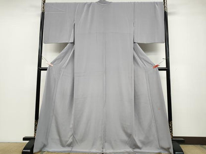 平和屋着物●松尾光琳 色無地 牡丹鼠色 ロング丈 正絹 逸品 CABC2137ut