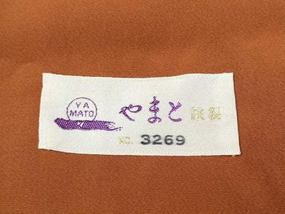 平和屋着物●上質な色無地 霞地紋 代赭色 やまと誂製 正絹 逸品 未使用 CABC2141ut
