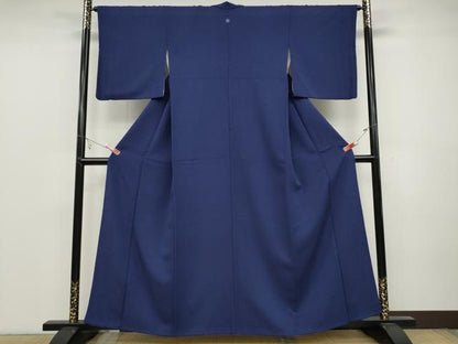 平和屋着物●前田仁仙 仁仙更紗 色無地 霞地紋 鉄紺色 正絹 逸品 CABC2142ut