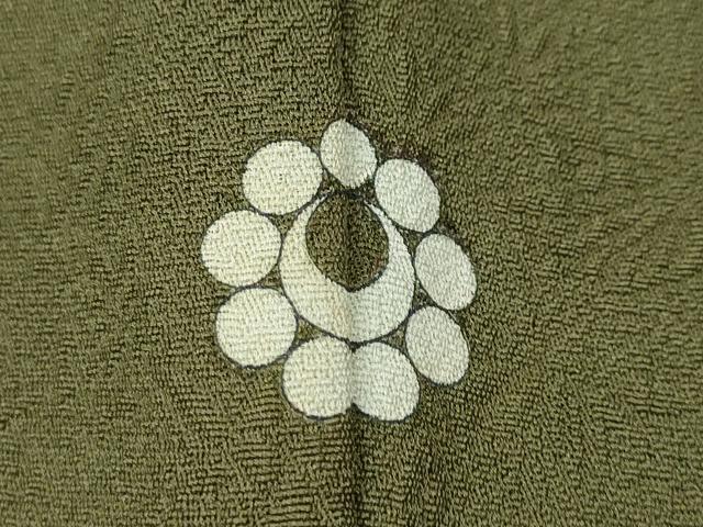 平和屋着物●本加賀友禅作家 毎田仁郎監修 色無地 草花地紋 鶸茶色 正絹 逸品 CABC2146ut