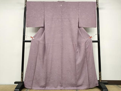 平和屋着物●上質な色無地 人物草花地紋 紅藤色 正絹 逸品 CABC2147ut