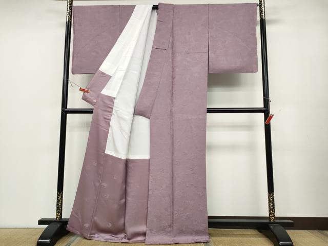 平和屋着物●上質な色無地 人物草花地紋 紅藤色 正絹 逸品 CABC2147ut