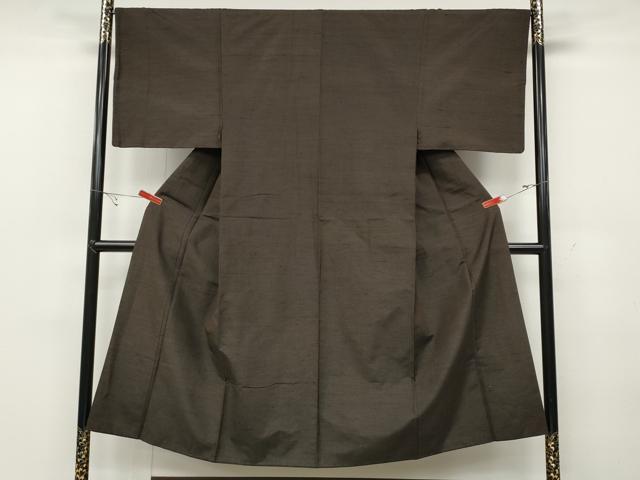 平和屋着物●男性 紬 色無地 赤墨色 正絹 逸品 CABC2151ut
