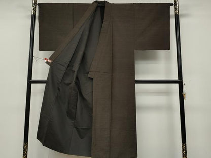 平和屋着物●男性 紬 色無地 赤墨色 正絹 逸品 CABC2151ut