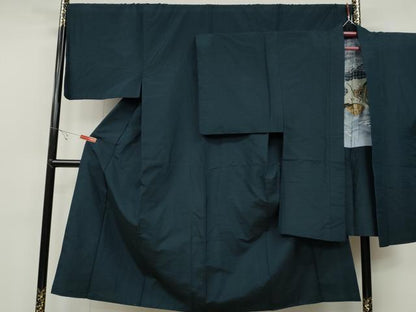 平和屋着物●男性 紬 アンサンブル 色無地 褐返色 正絹 逸品 CABC2157ut