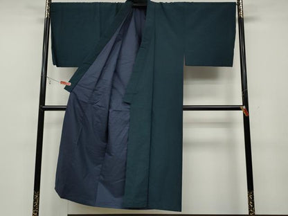平和屋着物●男性 紬 アンサンブル 色無地 褐返色 正絹 逸品 CABC2157ut